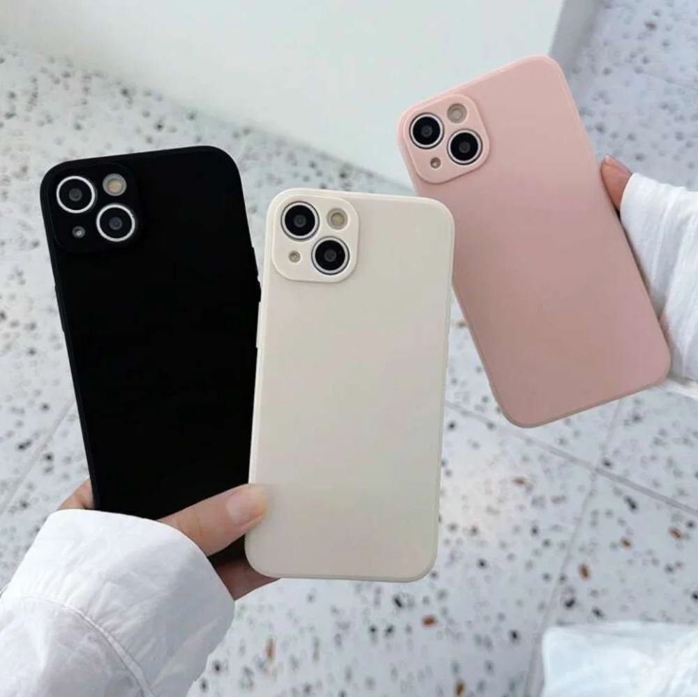 3-Piece Plain Phone Case Set – Black, White & Pink